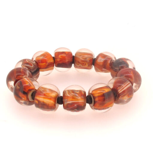 Bracelet Brown Marble - Elastic band (Bead size  4) (L)