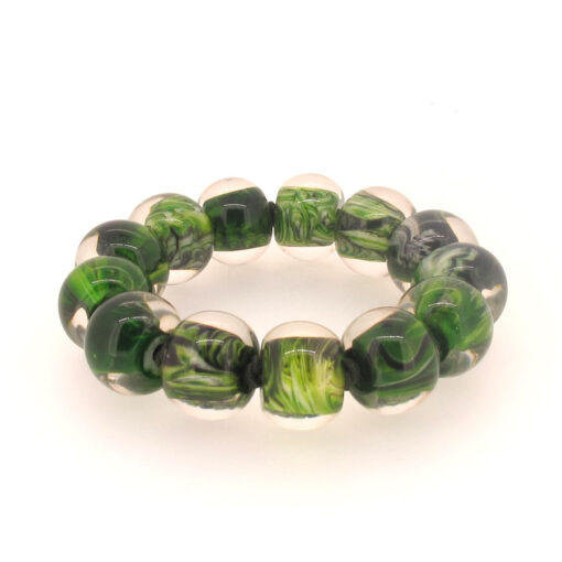 Bracelet Green Marble - Elastic band (Bead size  4) (L)