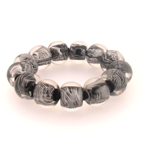 Bracelet Black Marble - Elastic band (Bead size  4) (L)