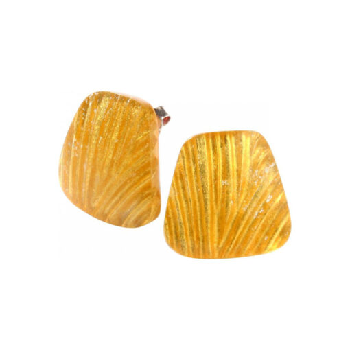Earrings 24K Gold Leaf Stud (20mm Tall)