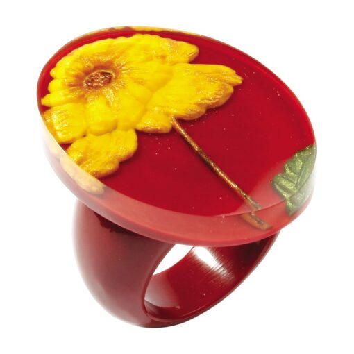 Ring Red Flower (35mm x 25mm)