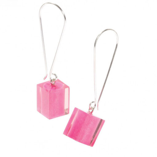 Earrings Square Pink - Cube size 4