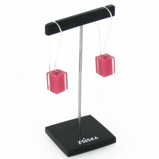 Earrings Square Coral Pink - Cube size 4