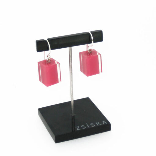 Earrings Square Coral Pink - Cube size 4
