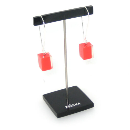 Earrings Square Chilli Red - Cube size 4