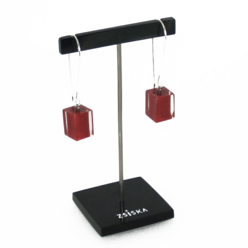 Earrings Square Ruby - Cube size 4