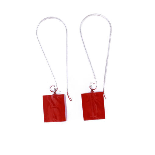 Earrings Square Red Marble - Cube size 4