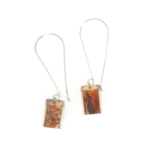 Earrings Square Brown Marble - Cube size 4
