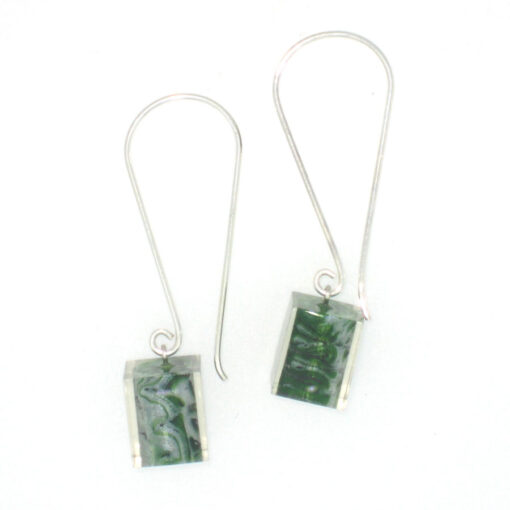 Earrings Square Green Marble - Cube size 4