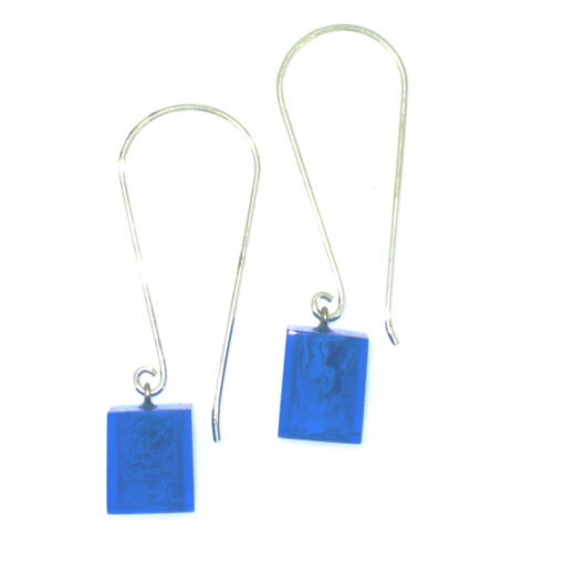 Earrings Square Blue Marble - Cube size 4