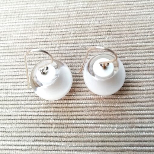 Earrings Solid White Short Hook - Bead size 5 - Image 2