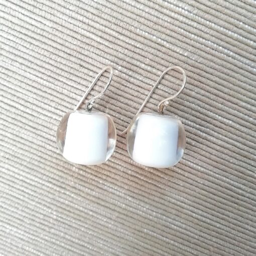 Earrings Solid White Short Hook - Bead size 5 - Image 4