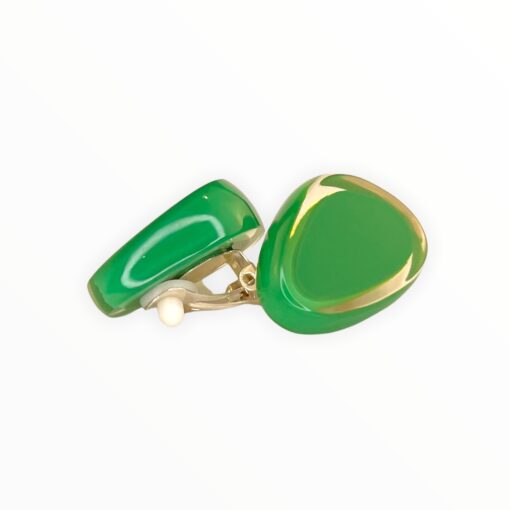 Earrings Green Melody Clip (30mm Tall)