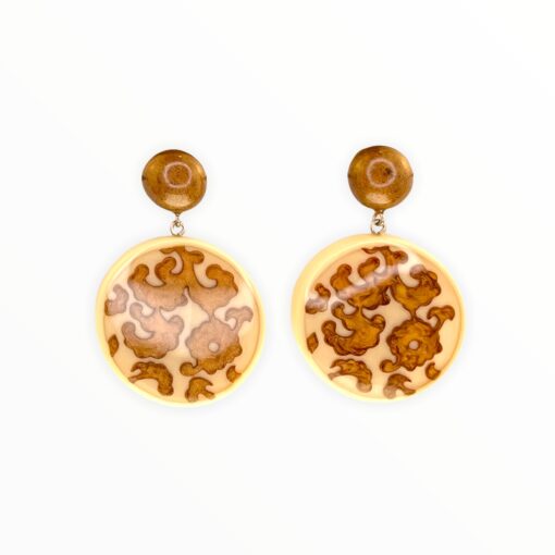 Earring stud Cream and Bronze