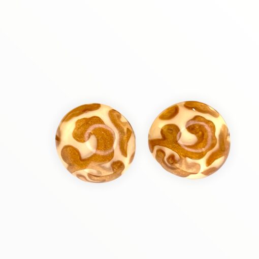Earring stud Bronze and Cream