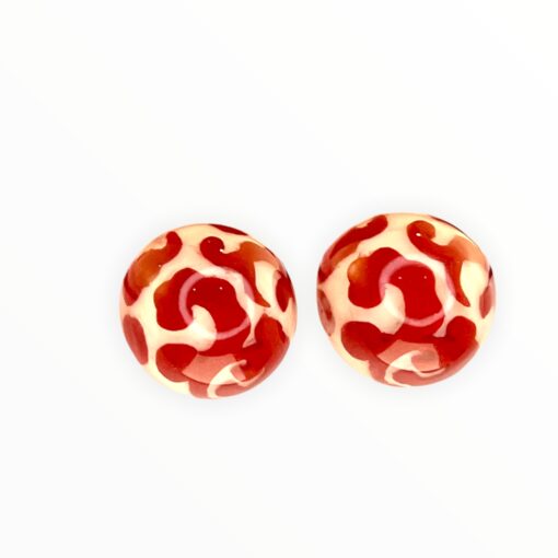 Earring stud Red and Cream
