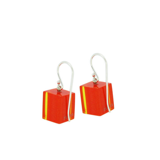 Earrings Square Orange - Cube size 4