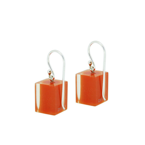 Earrings Square Tangerine - Cube size 4