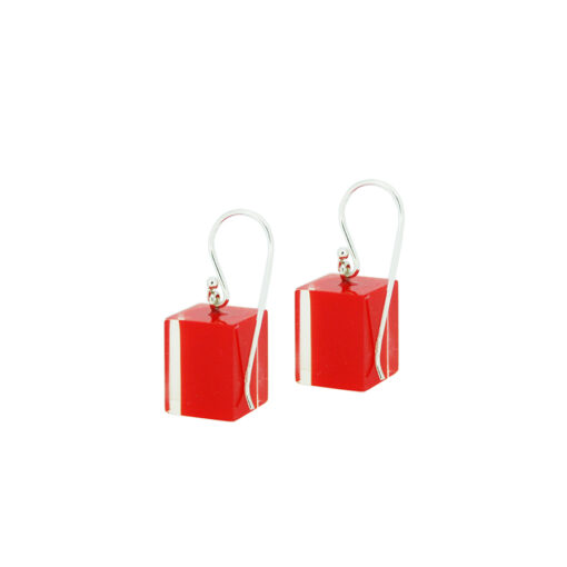 Earrings Square Chilli Red - Cube size 4