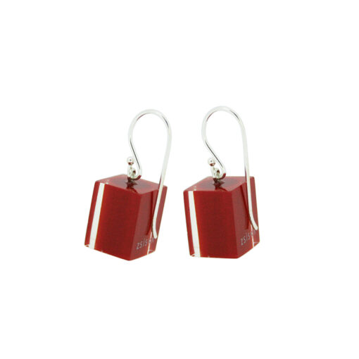 Earrings Square Ruby - Cube size 4