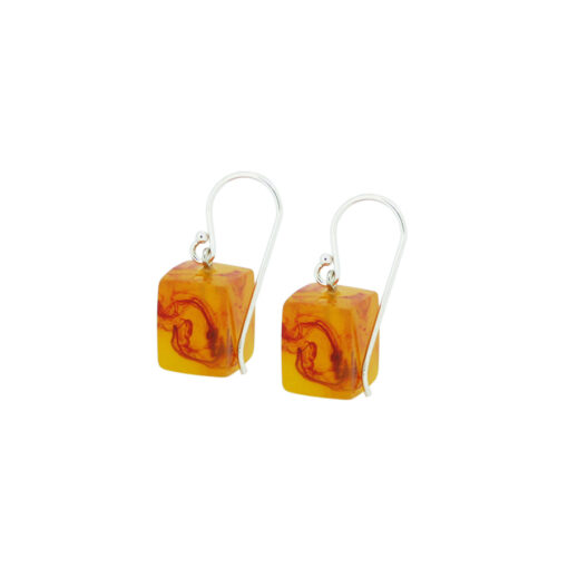 Earrings Square Orange Marble - Cube size 4