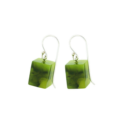 Earrings Square Green Marble - Cube size 4