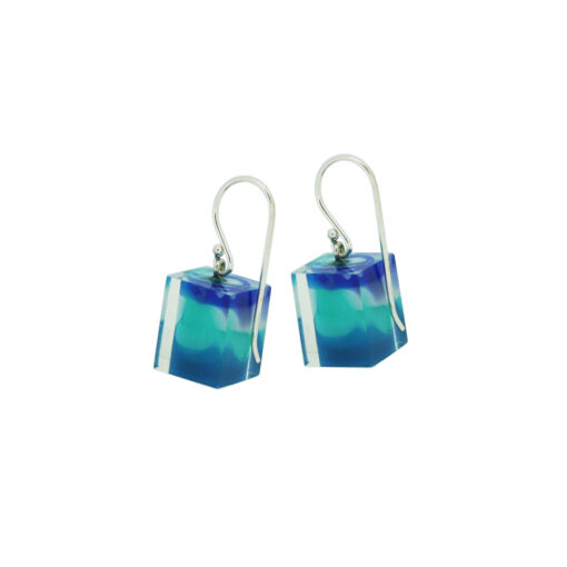 Earrings Square Blue Lagoon - Cube size 4