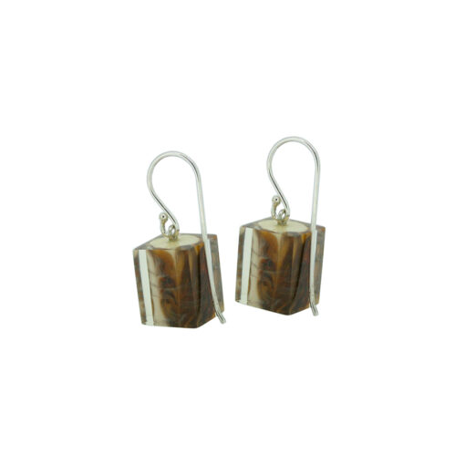 Earrings Square Cream Marble - Cube size 4