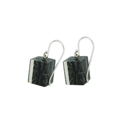 Earrings Square Grey Marble - Cube size 4