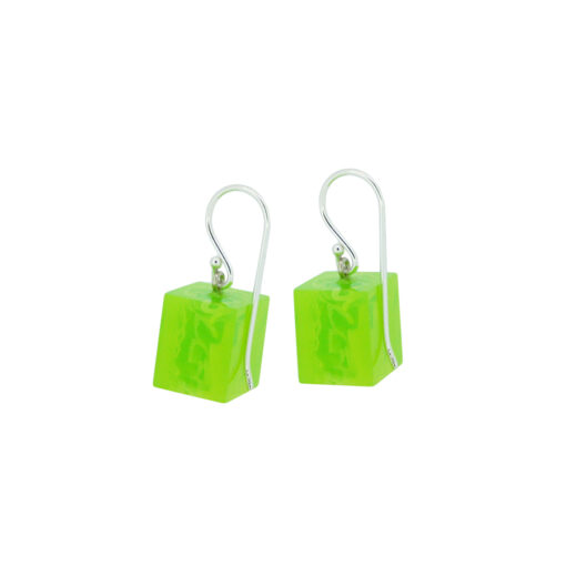 Earrings Square Lime Green - Cube size 4
