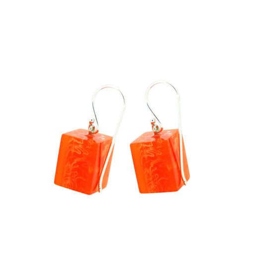 Earrings Square Orange - Cube size 4
