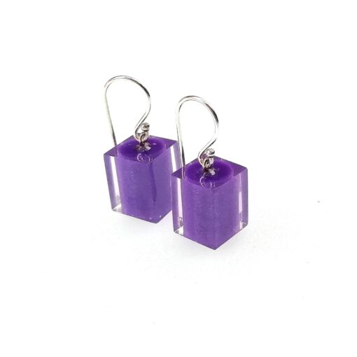 Earrings Square Purple - Cube size 4