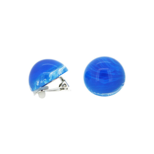 Earrings Round Blue - Clip (Ø 2.2cm)