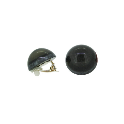 Earrings Round Dark Gray - Clip (Ø 2.2cm)