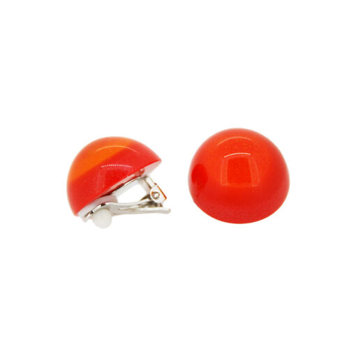 Earrings Round Orange - Clip (Ø 2.2cm)