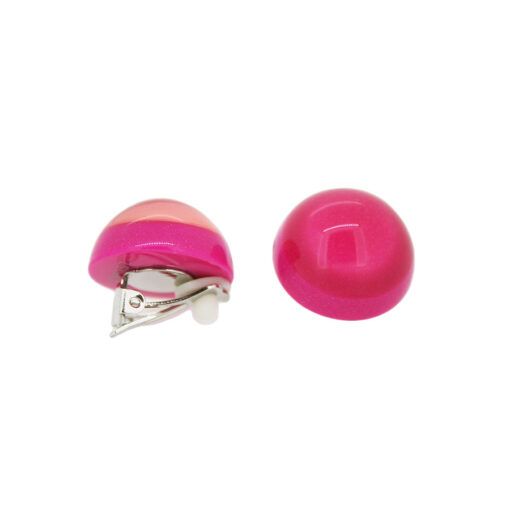 Earrings Round Pink - Clip (Ø 2.2cm)