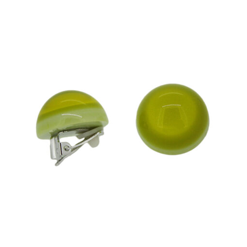 Earrings Round Green - Clip (Ø 2.2cm)
