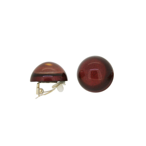 Earrings Round Burgundy - Clip (Ø 2.2cm)