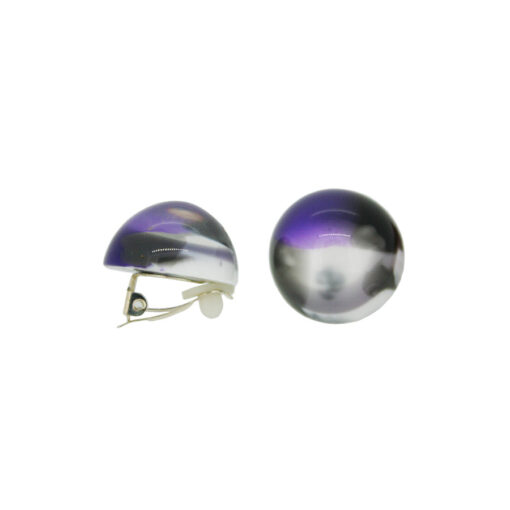 Earrings Round Violet Cloud - Clip (Ø 2.2cm)