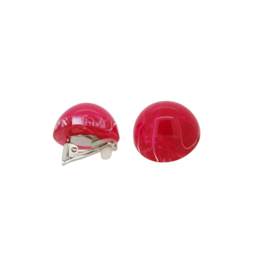 Earrings Round Pink - Clip (Ø 2.2cm)