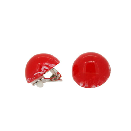 Earrings Round Red - Clip (Ø 2.2cm)