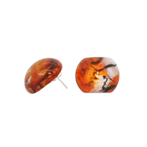 Earrings Cream Marble - Stud (20mm Tall)