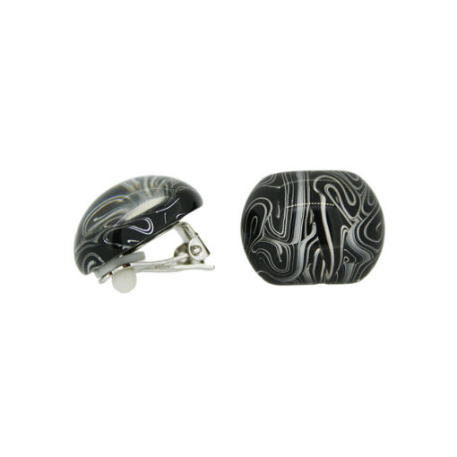 Earrings Grey Marble - Clip (20mm Tall)