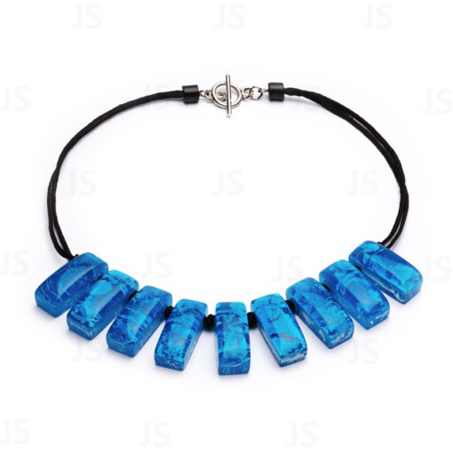 Necklace Blue Marble T-Bar 50cm