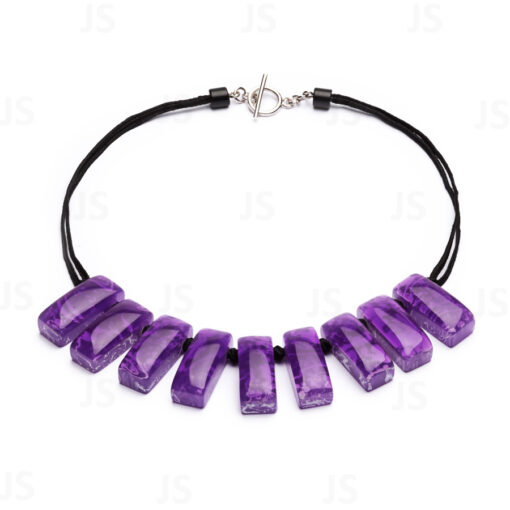 Necklace Purple Marble T-Bar 50cm