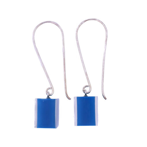 Earrings Square Navy Blue - Cube Size 4