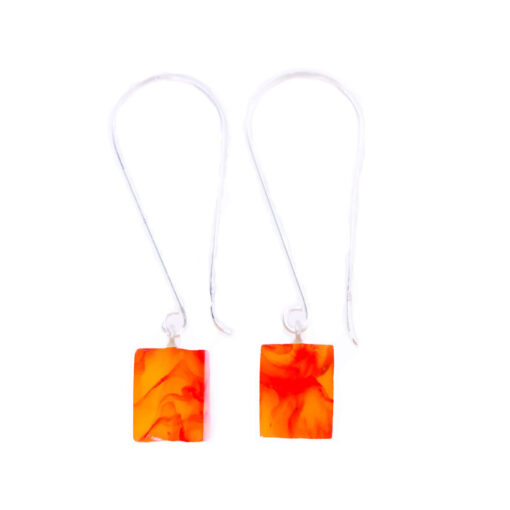 Earrings Square Orange Marble - Cube Size 4