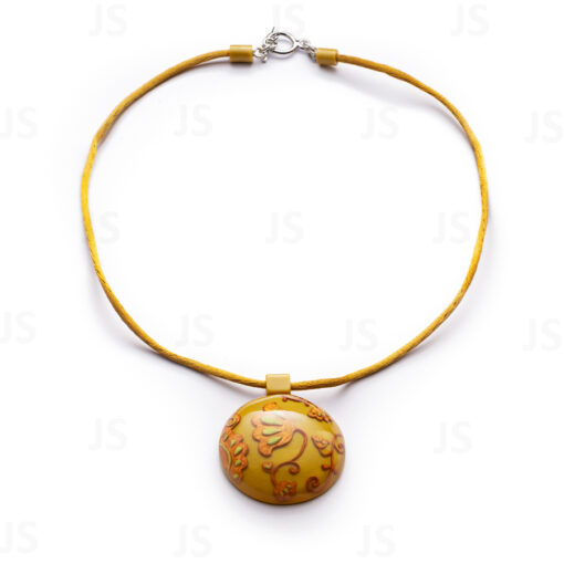 Necklace Blossom Orange/Mustard T-Bar (35mm Tall)