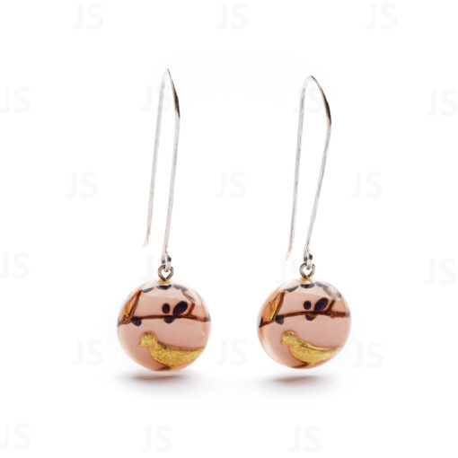 Earrings Hanami Pink/Gold/Purple Long Hook (15mm Tall)