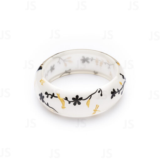 Bracelet Cherry Blossom Hanami/ Thin Bangle/ White (24mm Thick)